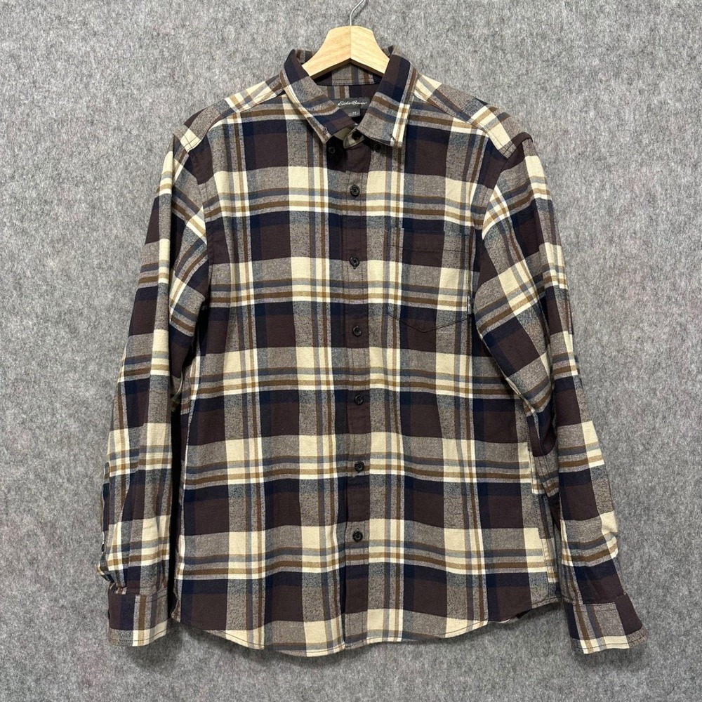 Eddie‎ Bauer Mens Plaid Flannel Long Sleeve Button Up Shirt Size Medium